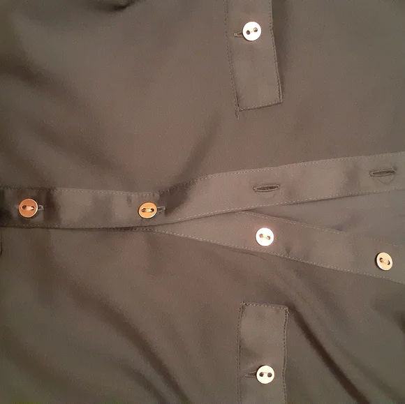 Pleated Teal Button-Up Dress - Picture 12 of 16